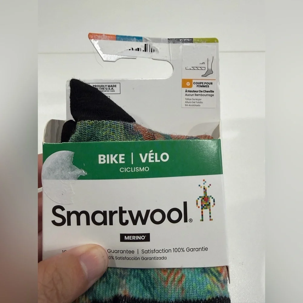 SmartWool Women's Large Bike Zero Cushion Jungle Music Print Socks Honey NWT
